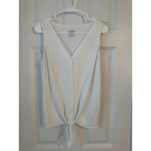 Women's Nine West White Button Front Tie Front Tank Top M
